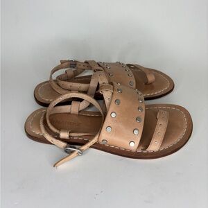 Bernardo Sandals Ankle Strap Wraparound Women Size 6M Beige Leather Buckle